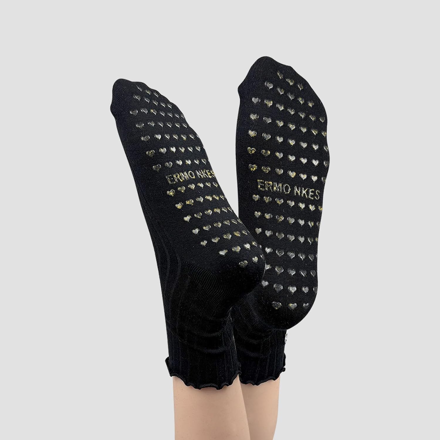 4 Pairs Cute Pilates Grip Socks for Women – Ruffle Top Non Slip Yoga Barre Crew Socks for Workout, Dance, Hospital - Image 5