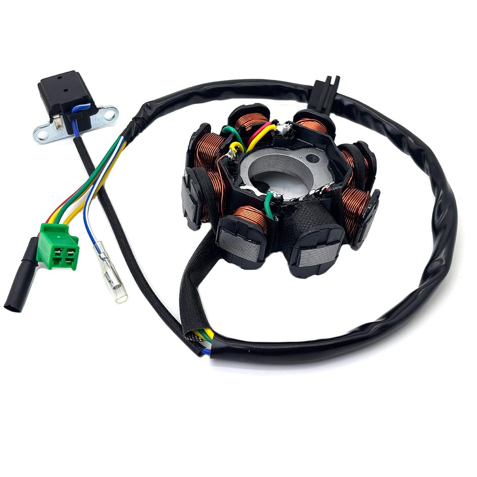 GY6 Magneto Stator Flywheel Rotor Kit,8 Coil Copper Stator for GY6 125cc 150cc 152QMI 157QMJ Scooter Moped ATV Go-Kart Engine,High Performance Flywheels with Flywheel Puller&Clutch Lock Tool (8 Coil)