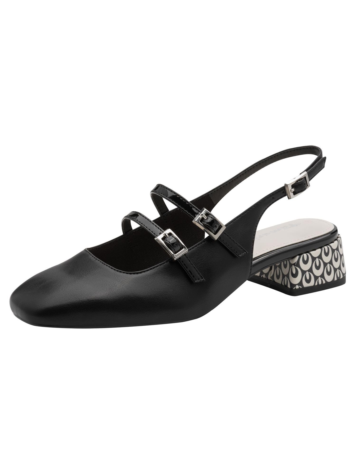 Tamaris Women's slingback pump with block heel black 7.5 UK