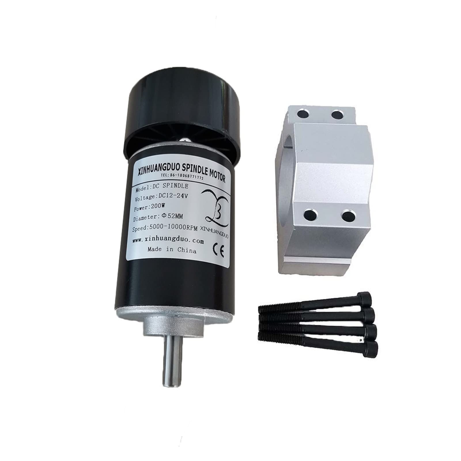Motore Mandrino Spazzolato CNC, Motore mandrino raffreddato ad aria 0.2kw raffreddato ad aria Motore mandrino CNC 200W + morsetto for macchina CNC CNC fai da te 24VDC 10000 giri/min, per macchina per