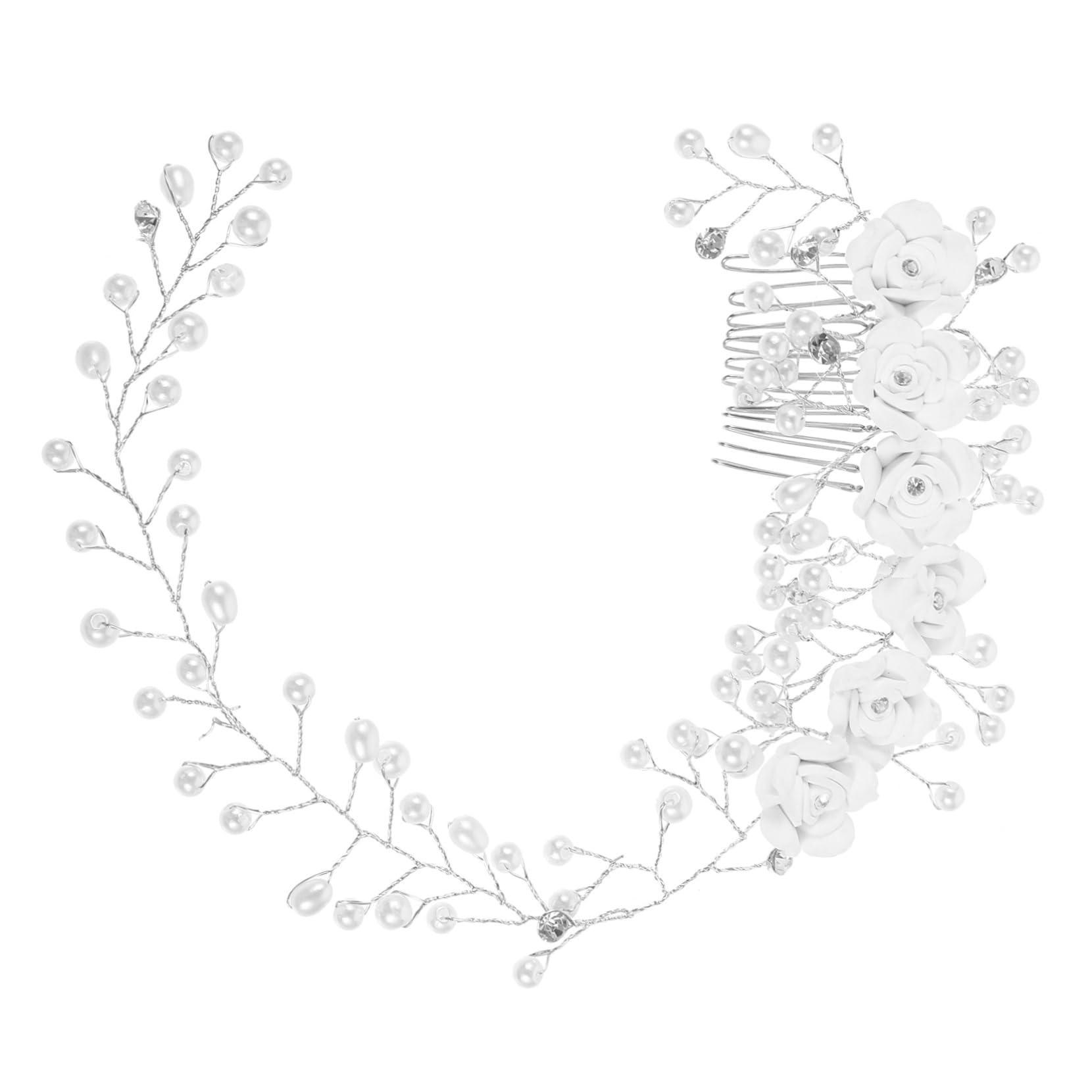 FRCOLOR Cintas para el pelo con perlas y flores, diadema, cinta para el pelo, accesorios para el pelo para el baile de graduación, diademas para el pelo para la novia, flores para el pelo, para mujer,