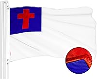 Vista 11 de G128 Bandera cristiana 1 x 1.5 pies Serie StormFlyer bordada de poliéster hilado de 220 GSM Bandera religiosa, diseño bordado