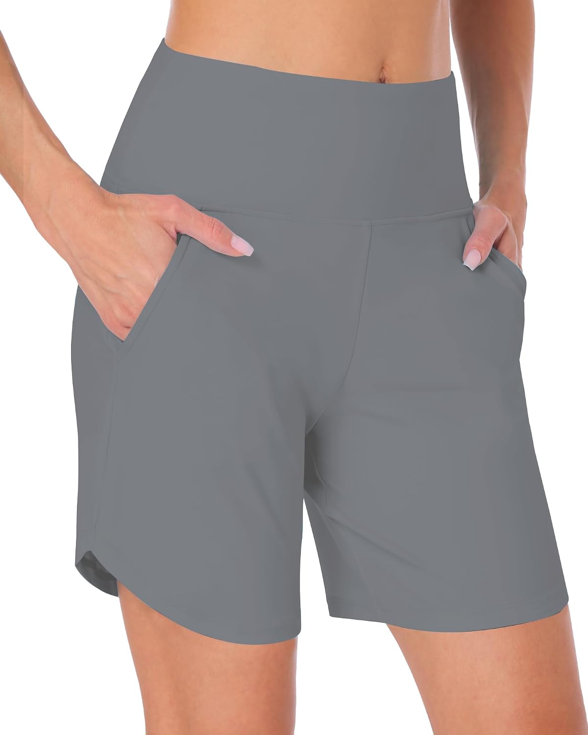 Runhit Women's 3''/5''/7''/9'' High Waisted Swim Board Shorts with Pockets Liner Quick Dry Beach Bathing Swimsuit Bottoms