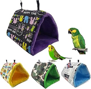 Winter Warm Bird Nest House Bed Hanging Hammock Toy for Parakeet Cockatiel Conure Lovebird Budgie Finch Canary Cockatoo African Grey Amazon Macaw Eclectus Parrot Cage Perch Stand Swing