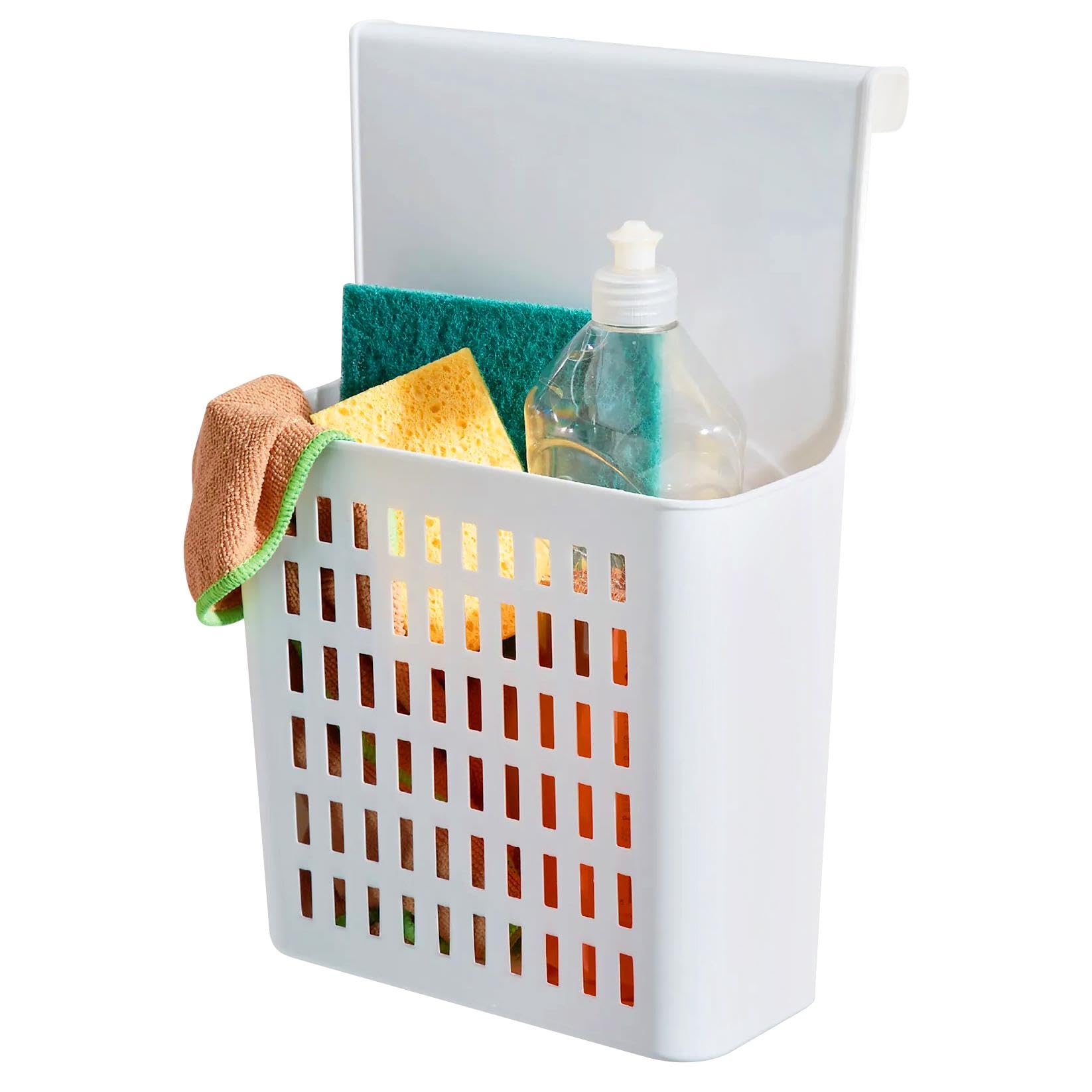 Geezy White Hanging Storage Basket Plastic Over Door Storage Pantry Organizer Kitchen Bathroom Storage Organizer Cupboard Storage