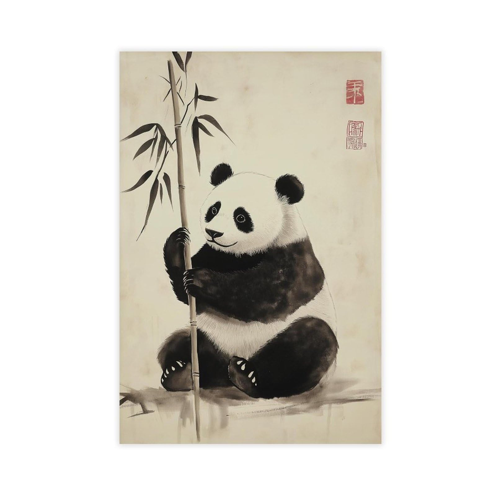 Bareronor Japanese Panda Poster Canvas Poster Bedroom Decor Landscape Office Room Decor Gift 24" L X 36" W