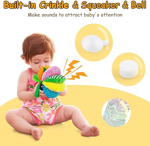 Miniatura 3 de 8-in-1 Sensory Balls for Infant Toddlers,Rainbow Fabric Baby Toy for Sensory Development,Montessori Toys for Babies 6-12 Months,8 Different Sensory
