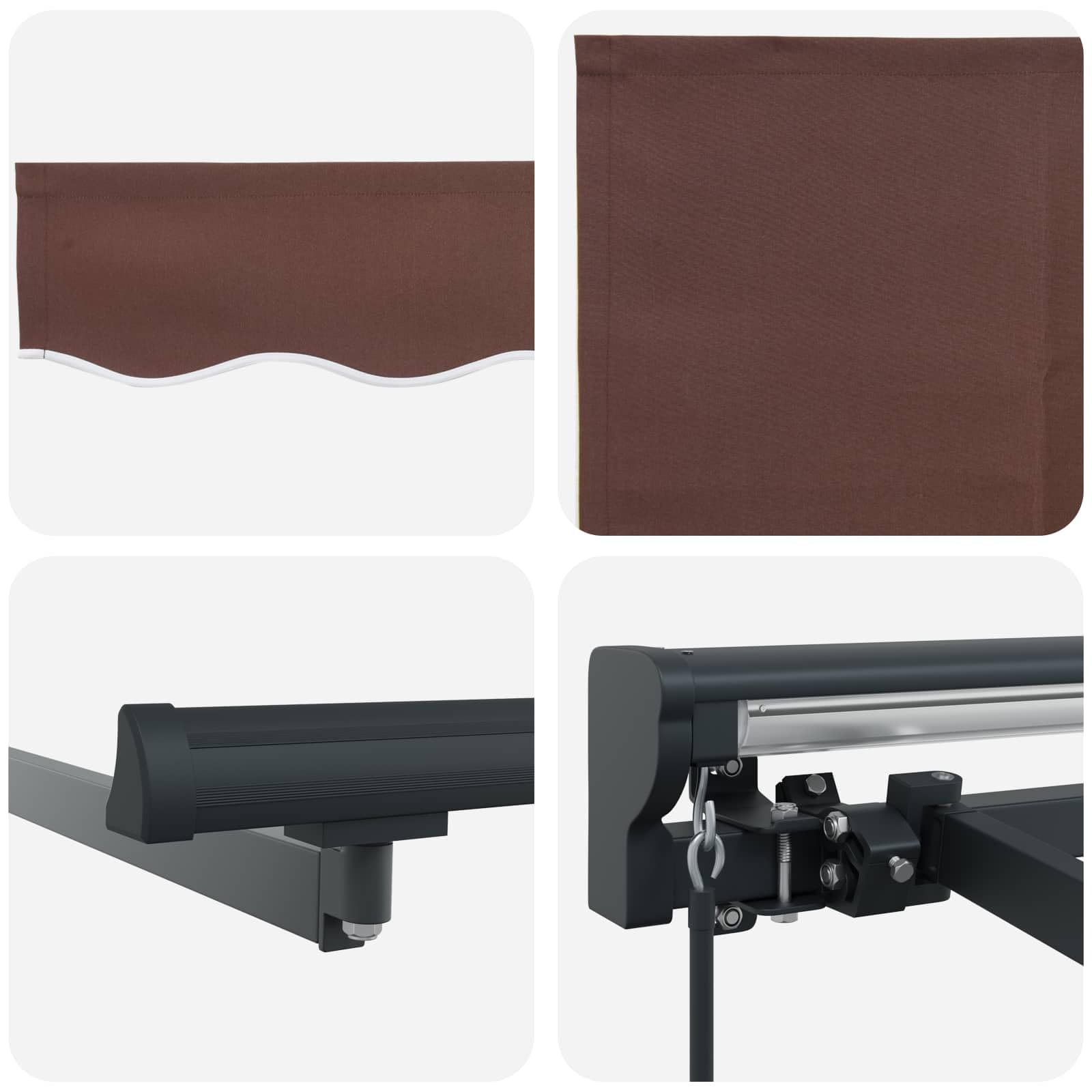 Einziehbare Markise Braun 400x300 cm, Gelenkarm Sonnensegel aus Polyester & Metall, Wandhalterung, Manuell, UV-Stabil, Modernes Design für Garten Terrasse Balkon