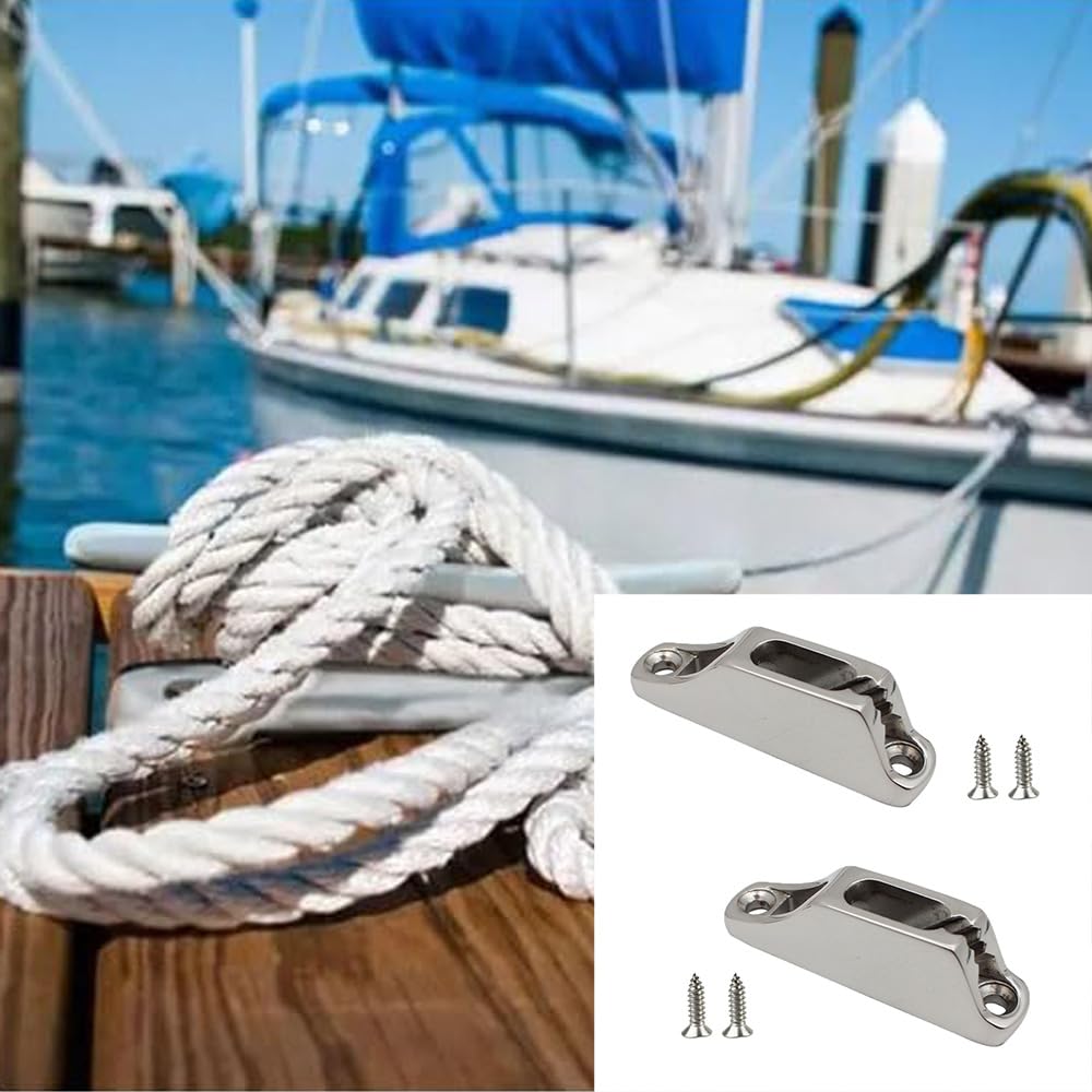 2 x Edelstahl-Klemmen, Boots-Segelseil-Clam-Stollen, Hardware-Kajak-Nocken-Stollen, Marinequalität, Bootsklampe für Seilboot, Kajak-Zubehör