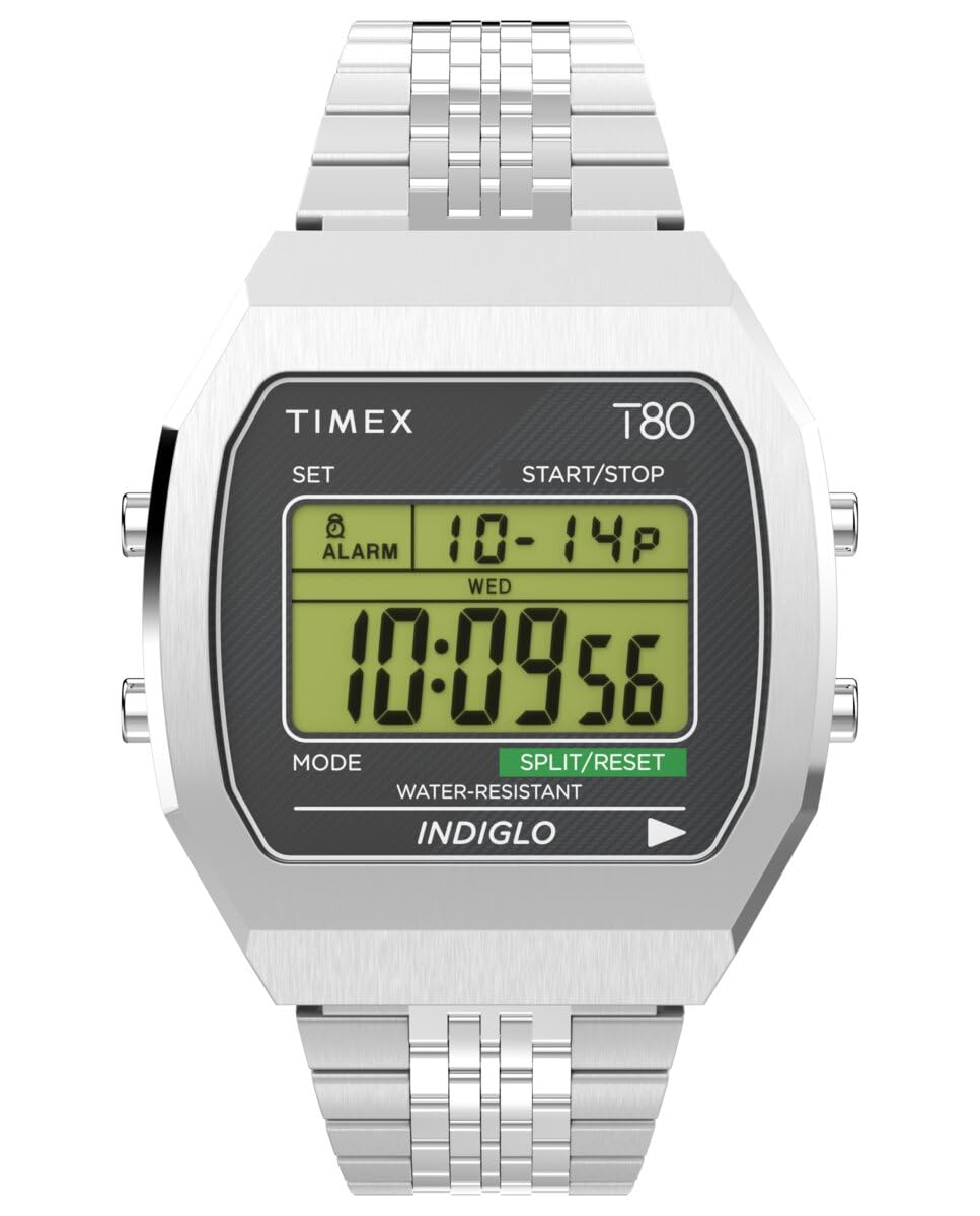 Timex Montre Unisex Digitale avec Un Bracelet en Acier Inoxydable T80