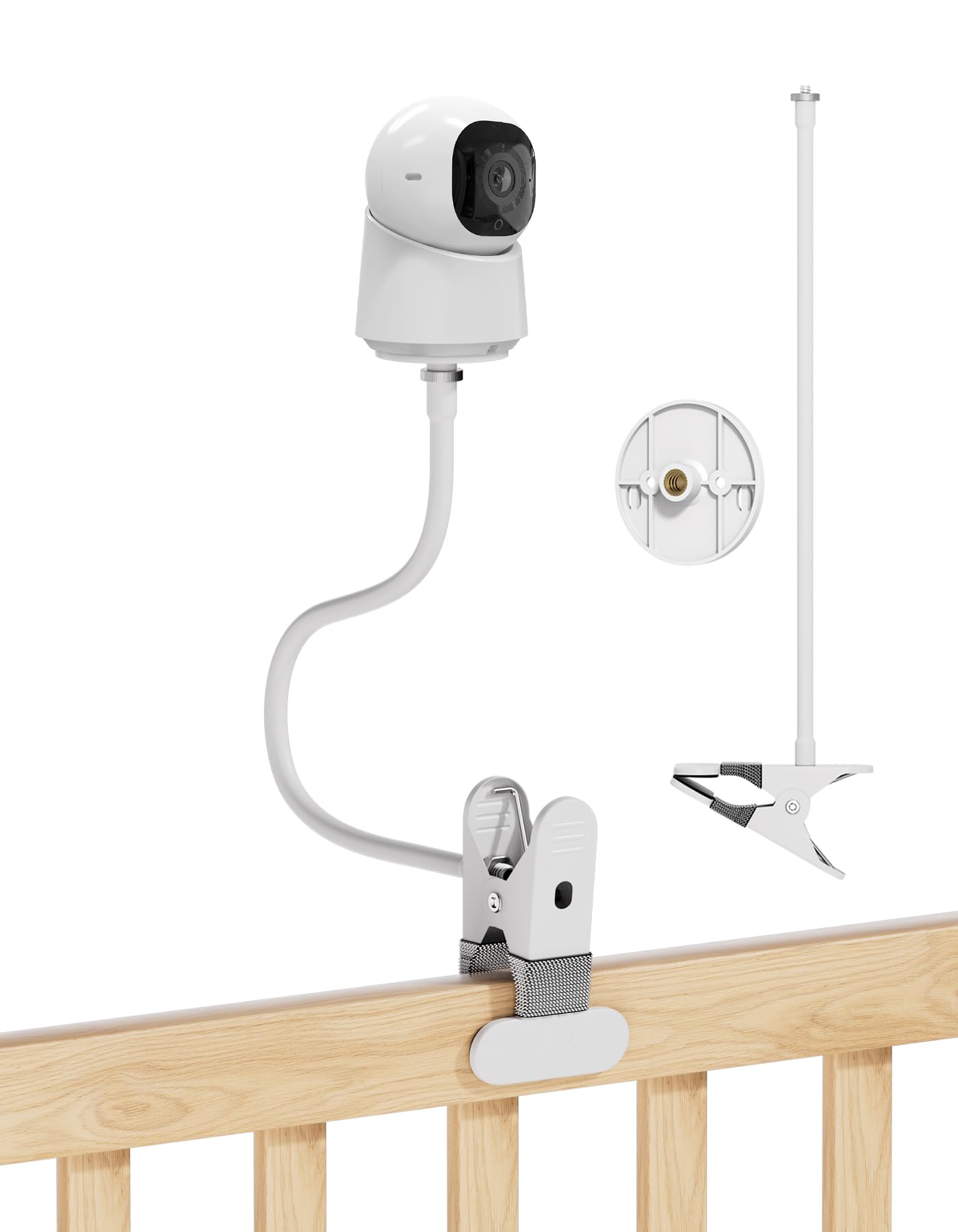 Long Clip Mount (40cm) Compatible with eufy Security Indoor Cam C210/C220/E30/E220 Camera, Extended Flexible Arm, Easy Clip Installation, Ideal for Cribs or Shelves
