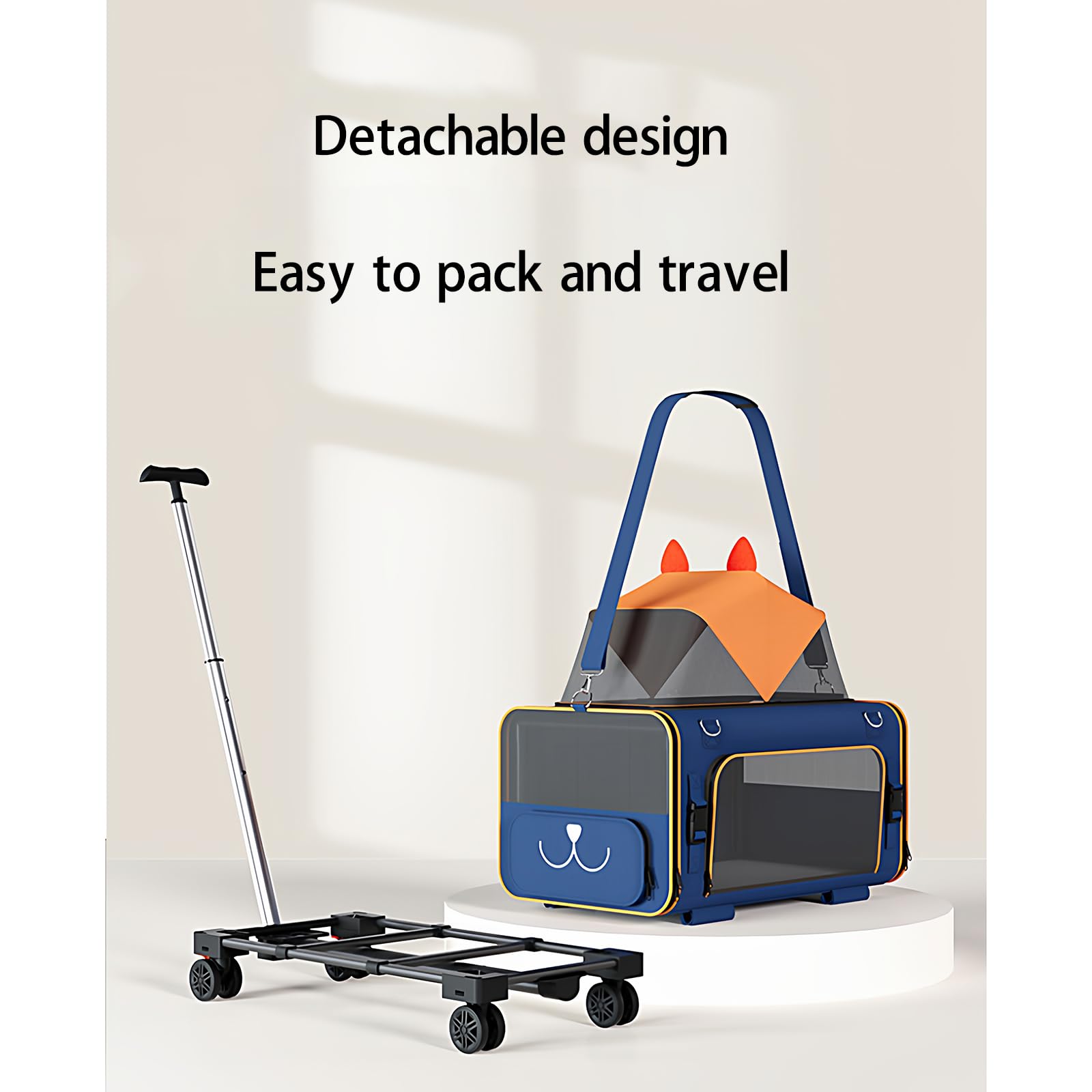 TransportíN Grande para Perros/Mascotas, TransportíN con Ruedas De Alta Capacidad para Gatos, DiseñO Expandible, con Ruedas Y Alfombrilla, Apto para Dos Gatos.-Gray