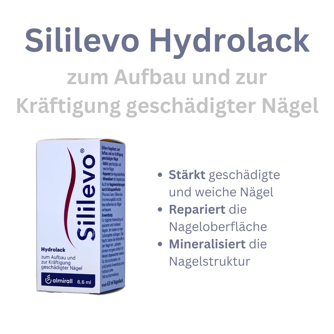 Sililevo Hydrolack 1x 6,6 ml I Aufbau und Kräftigung geschädigter Nägel I Medizinischer Nagelstärker I Nagelspliss, Nagelbruch, Nagelpsoriasis I Spar-Set plus Pharma Perle