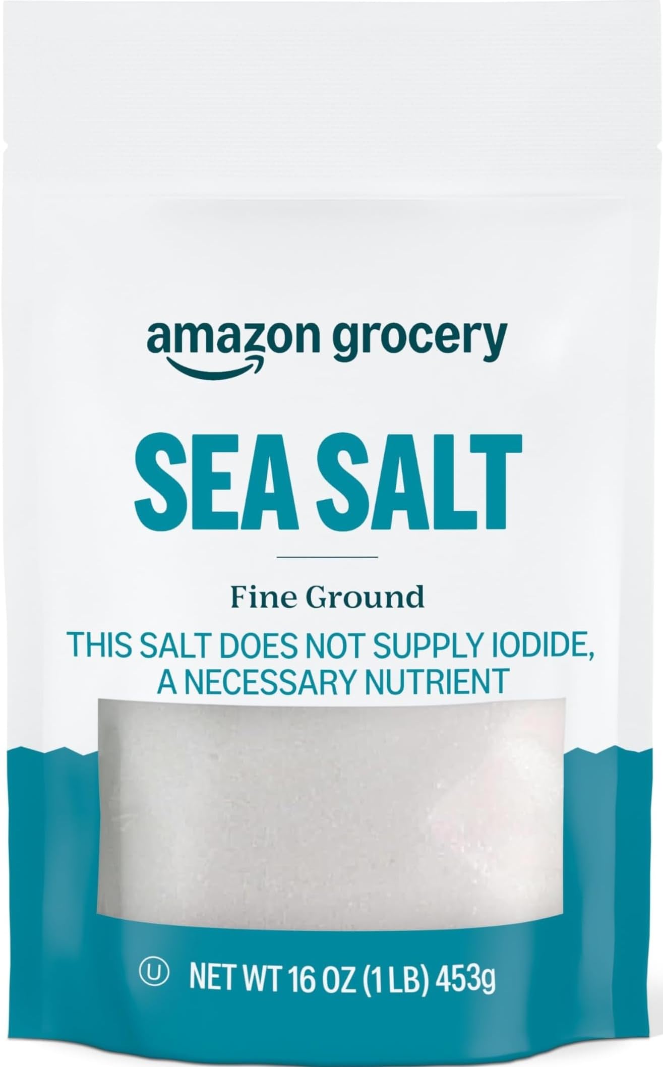 Amazon Grocery Sea Salt, Fine Ground, 16 Oz