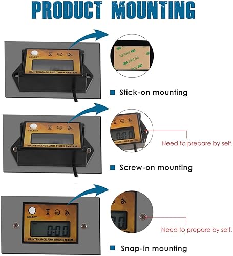 Miniatura 6 de Runleader Tacómetro digital con medidor de horas, recordatorio de mantenimiento, recuperación máxima de RPM, apagado del usuario, uso para