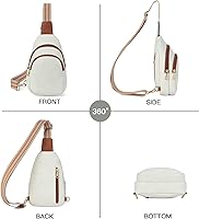 Vista 27 de Telena Riñonera pequeña para mujer, de cuero, cangureras, bolsa de pecho para mujer 3-camel marrón