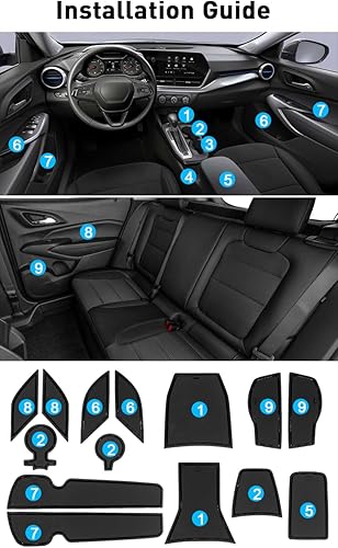 Miniatura 7 de Accesorios para Chevy Trax 2025  para Chevrolet Trax 2024 2025 (LS,1RS,LT,2RS,ACTIV) Insertos para portavasos, ranura para puerta, compartimento