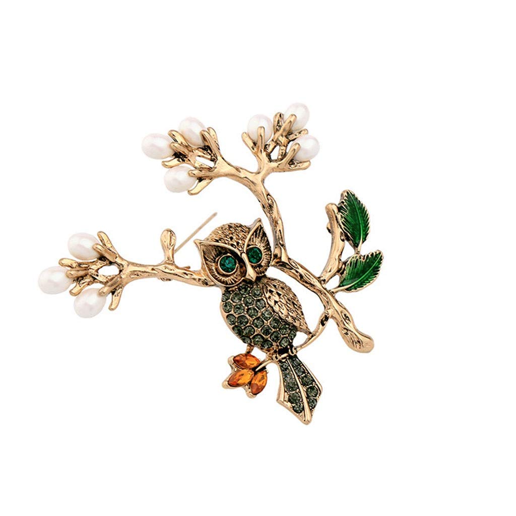 Broche Broche De Rama De Árbol De Búho, Broche De Diamantes De Imitación De Cristal, Joyería, Vestido, Bufanda, Chal, Clip