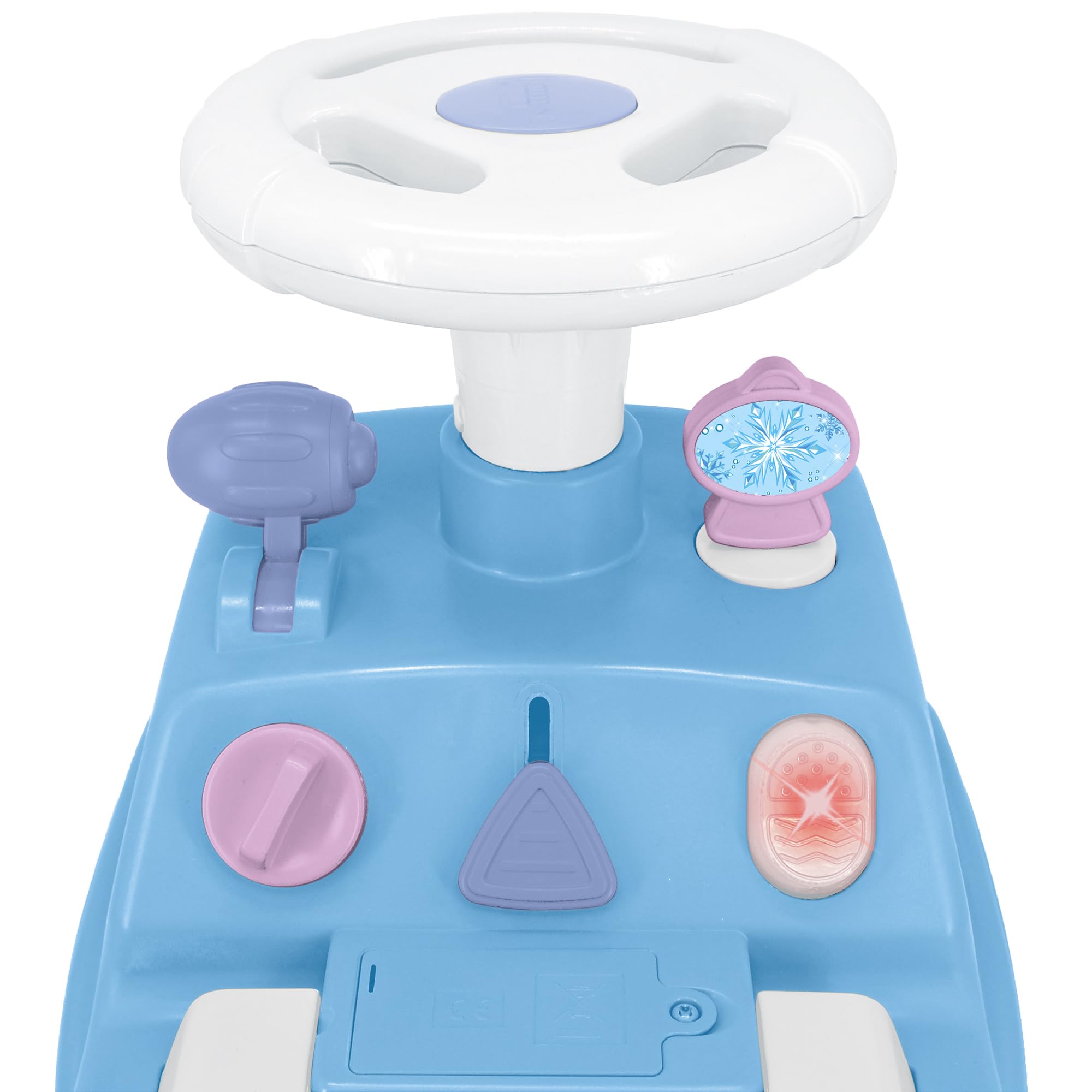 Kiddieland: Lights N' Sounds Camper & Trailer - Frozen - Disney Fuß-zu-Boden-Ride-On, interaktives Armaturenbrett, Aufbewahrung, Strandspielzeug, Kleinkinder 12-36mo