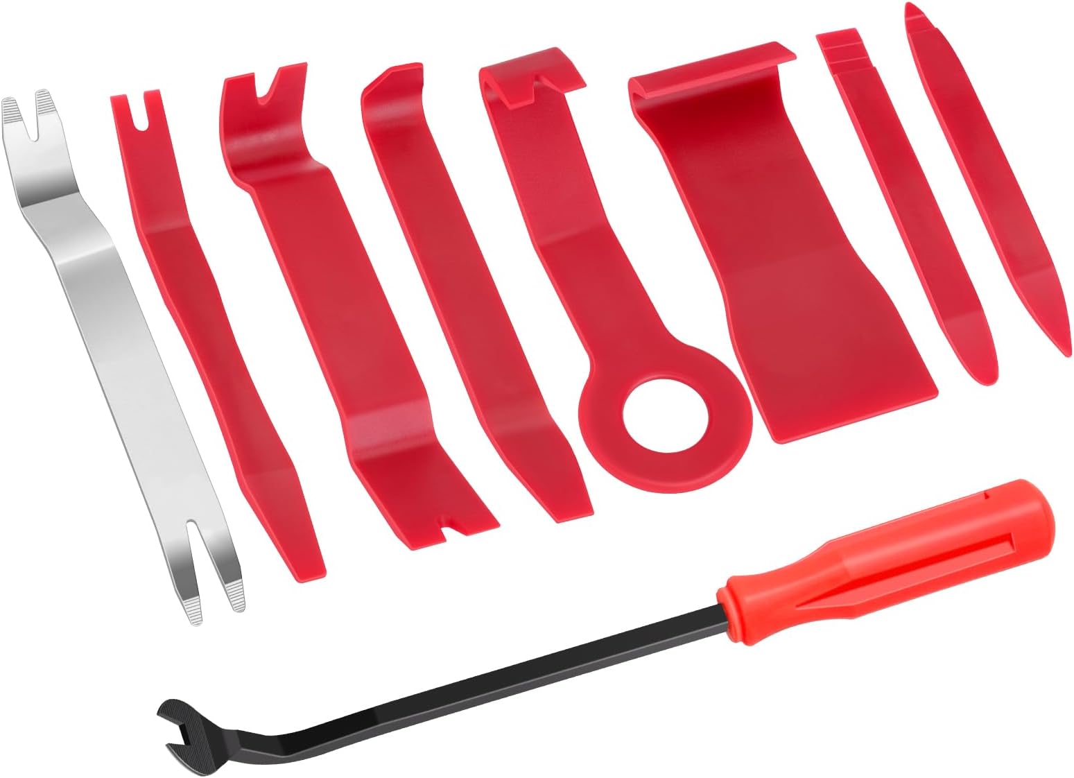 GLK Auto Trim Removal Tool Set Door Clip Panel Removal Tool Set Car Pry Tool with Fastener Remover for Car Dash Radio Audio Installer Pry Tool 9PCS,red