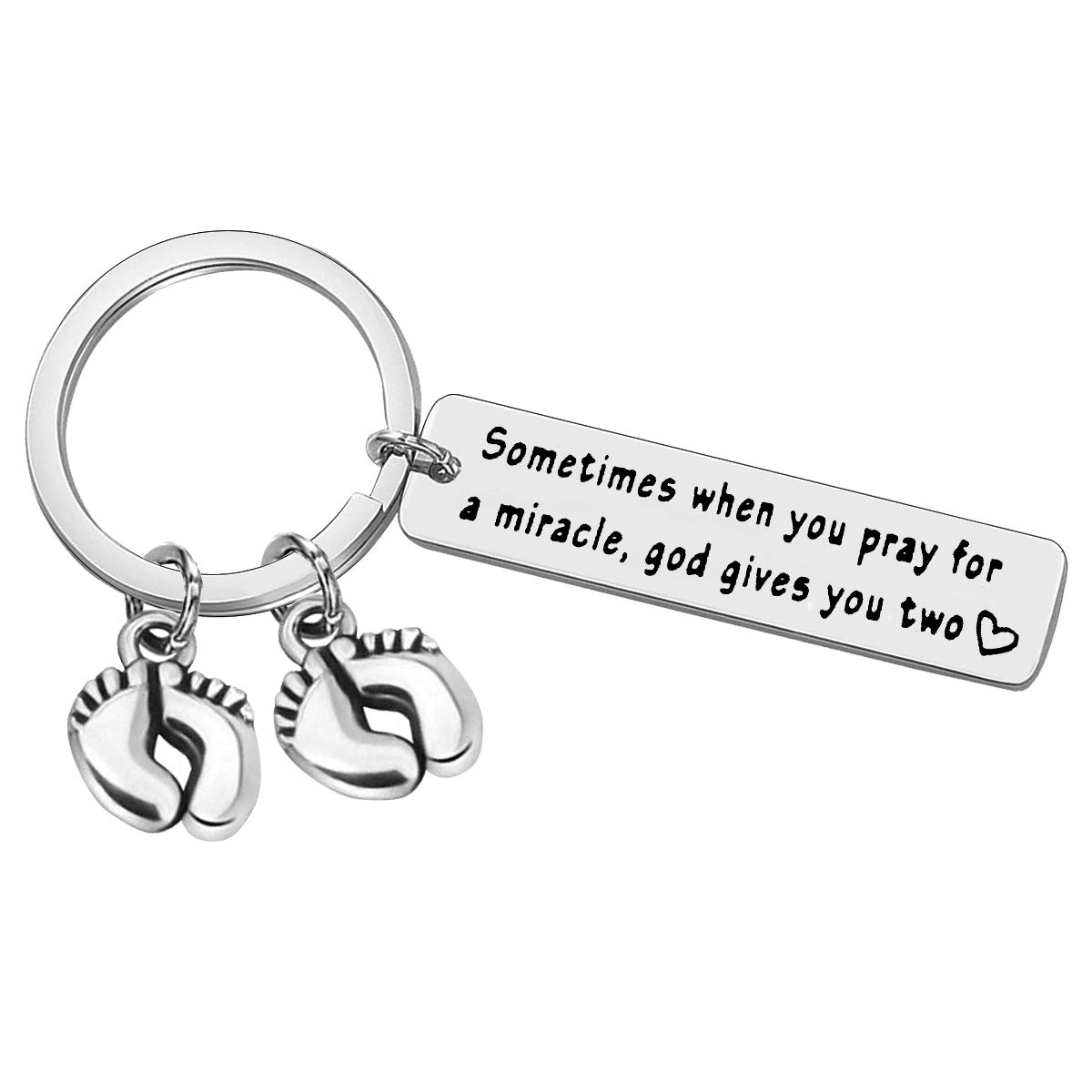 Huwujiu Silver Twin Mum Gifts Keyring Sometimes When You Pray For A Miracle God Gives You Two Keyring Mum Of Twins Gifts New Mum Gift Christmas Birthday Gift Mothers Day Gift For Twin Mum
