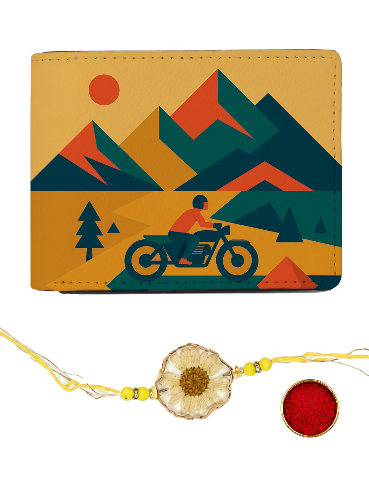 Kalankit Rakhi Gift Hamper for Brother, Men Wallet | Resin Art Rakhi Gift for Brother, Bi-Fold Wallet with Card Slots | Gift for Brother On Rakhi, Rakhi Gift Combo for Brother, Brother Gift for Rakhi