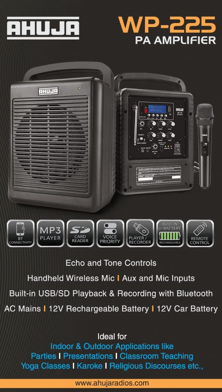 Ahuja Portable PA System WP-225 with Bluetooth : Amazon.in: Musical