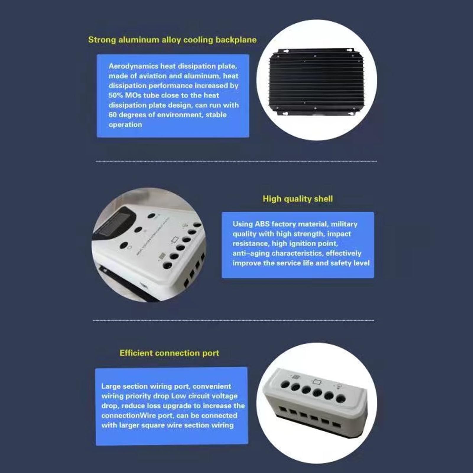 Eujgoov Controlador de Carga Solar MPPT 12V 24V 36V 48V 100A Regulador de Panel Solar con 99% de Eficiencia de Seguimiento Carga de 4 Etapas para Protección de Batería del Fotovoltaico (60A)