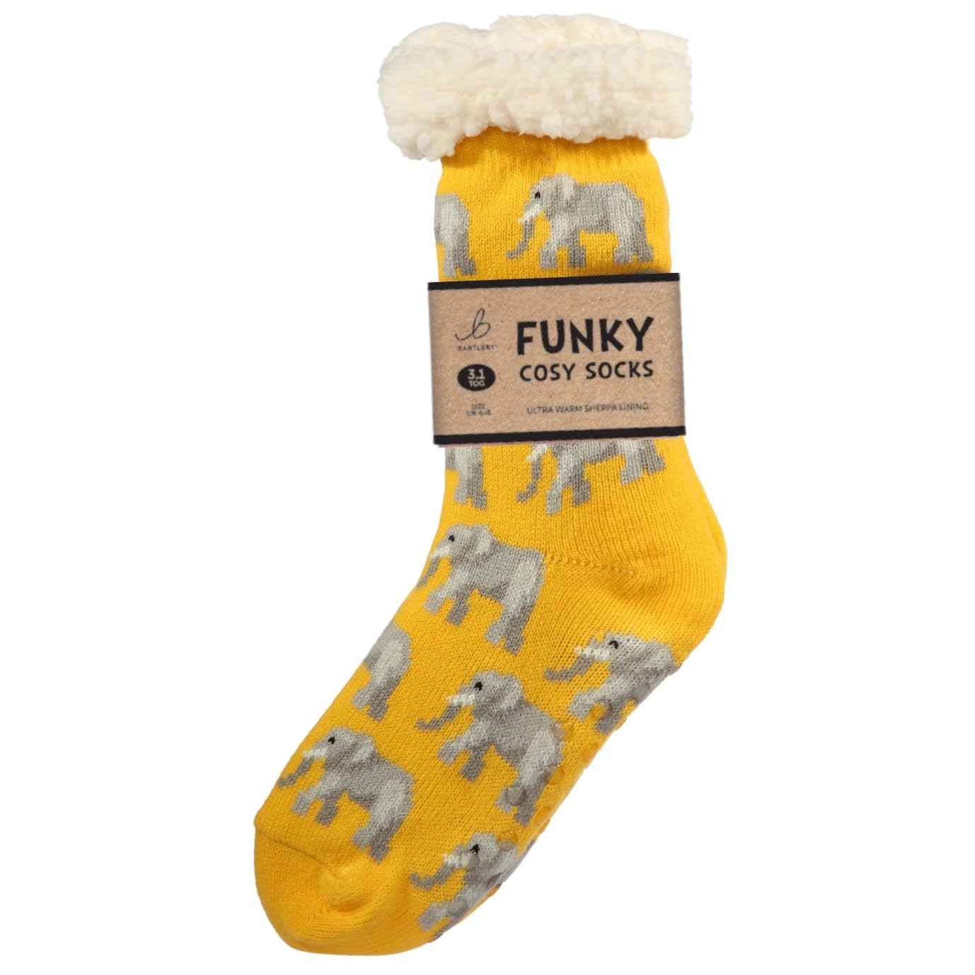 Bartleby Funky Cosy Women’s Socks | Sherpa Thermal Bed Socks | Super Soft, Warm Fluffy Lounge Socks (Elephant, UK4-8, UK Footwear Size System, Adult, Women, Numeric Range, Medium, 4, 8)
