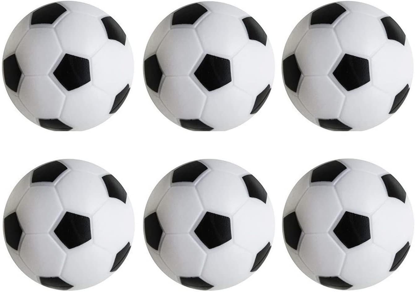 CABAX Foosball Table Replacement Foosballs, 36mm Game Table Size Black and White Tabletop Soccer Balls - 6 Pack