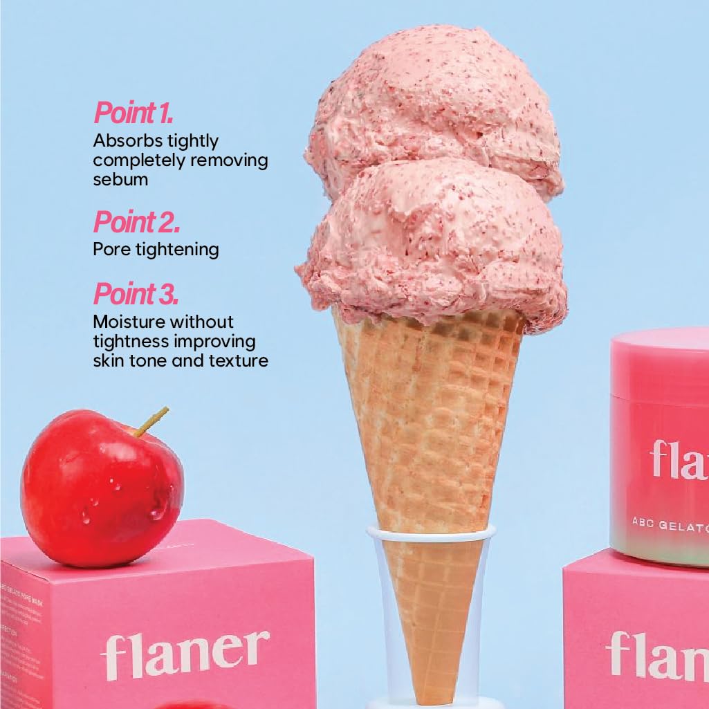 flaner ABC Gelato Pore Mask – All-in-One Pore Minimizer, Sebum & Blackhead Remover, Face Mask, Korean Skincare, Natural Beauty, Clear Impurities with Apple & Beet, Carrot Extracts, 3.52 fl.oz