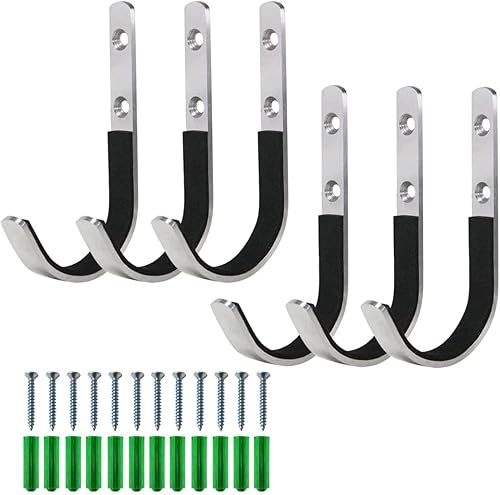 Paquete de 6 ganchos de montaje en pared para rifles de almacenamiento, rifles de escopeta, arco de tiro con arco con acolchado suave y acero