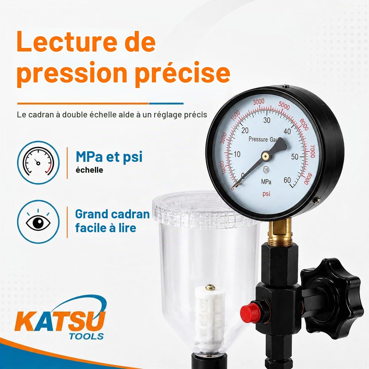 KATSU Testeur de pression buse injecteur moteur diesel réparation tracteur camion voiture 449949