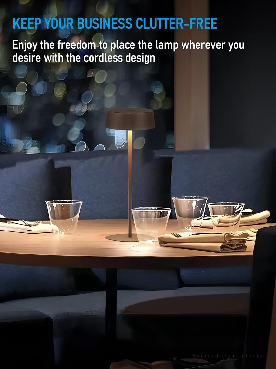 TORCHSTAR LED Rechargeable Table Lamps, Dimmable Cordless Outdoor Table Lamp for Restaurant Hotel, 4000mAh Battery Operated Portable Desk Lamp Commercial, 2700K, Hidden Charging Port, Brown, Pack of 2