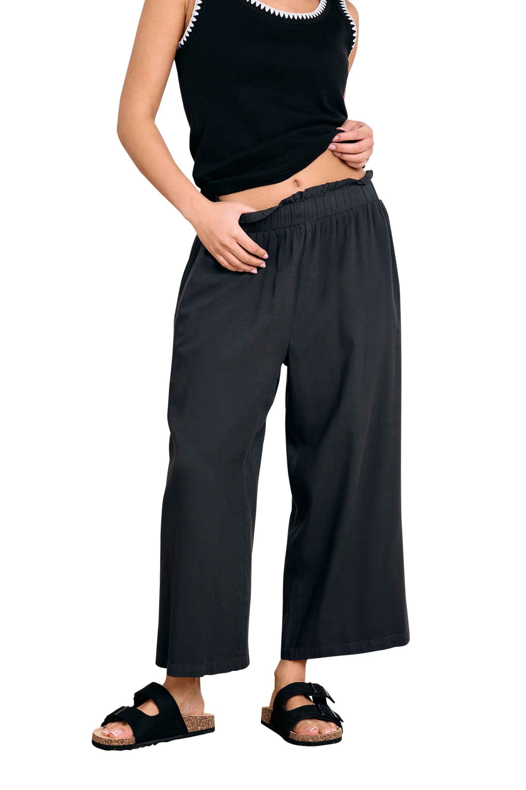 PixieGirl Petite Sage Green Acid Wash Cropped Trousers Petite