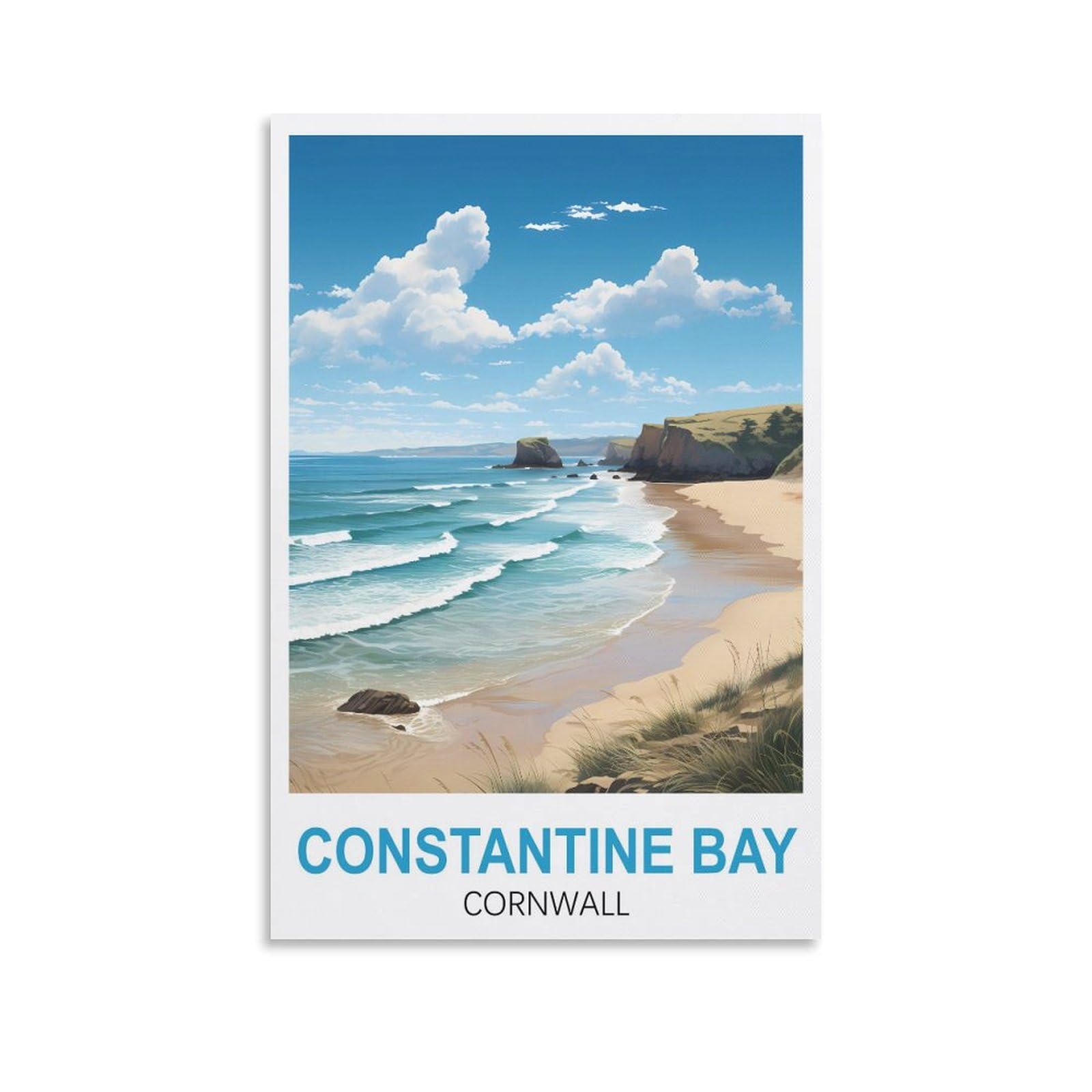 Constantine Bay Cornwall Vintage Travel Posters 12x18inch(30x45cm) Canvas Art Poster And Wall Art Picture Print Modern Family Bedroom Decor