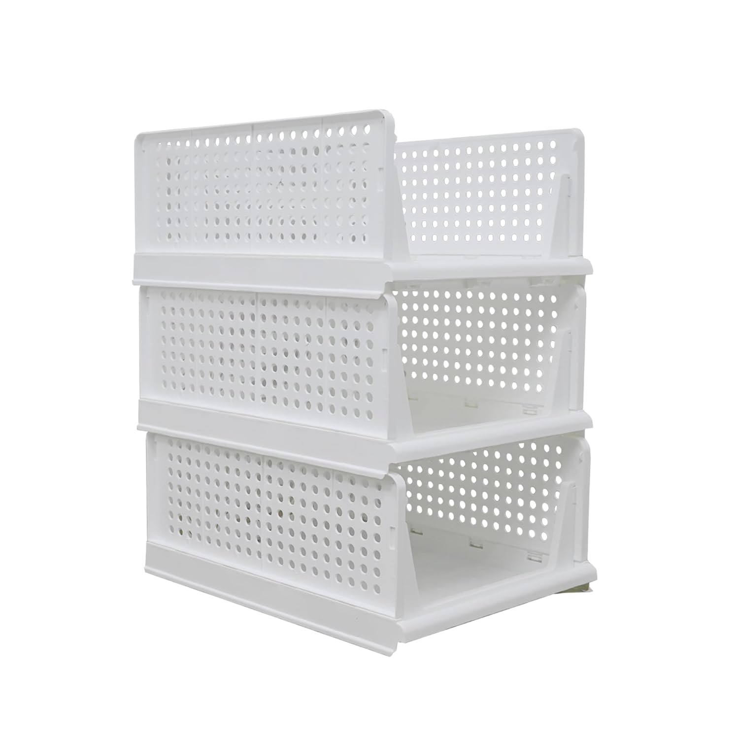 ADITYA POLYMERS Pack of 3 Pcs.(Large) Wardrobe Closet Organizer for Clothes| Foldable Stackable Multi purpose storage Organizer| Cupboard Almirah Space Organiser| Adjustable Sliding Drawer like Basket
