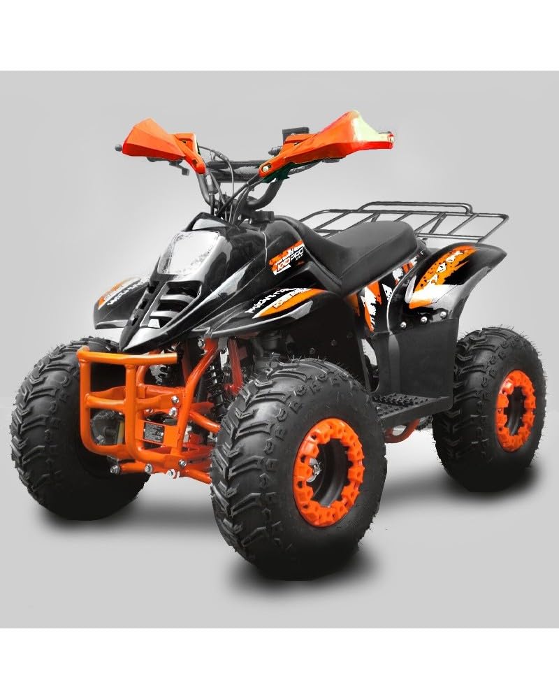T-MOTO Mini quad a benzina Kid 125cc, Quad bambini benzina 4 Tempi, Quad 125cc con portapacchi e paramani NERO