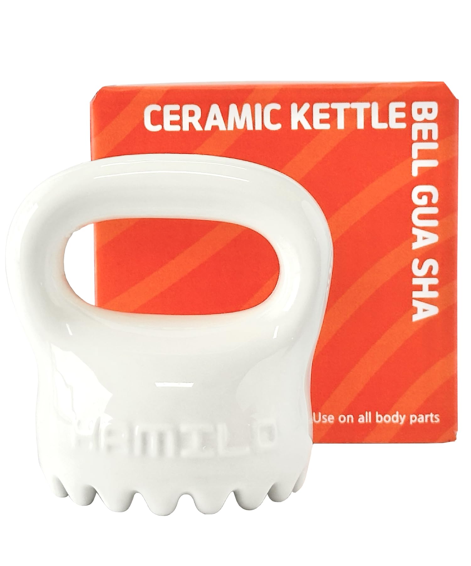 HAMILO Ceramiczne narzędzia do twarzy Kettlebell Gua Sha, ergonomiczne narzędzie Guasha do twarzy i ciała, głęboka ulga mięśni, drenaż limfatyczny, rzeźbienie i relaks, narzędzie do masażu twarzy,