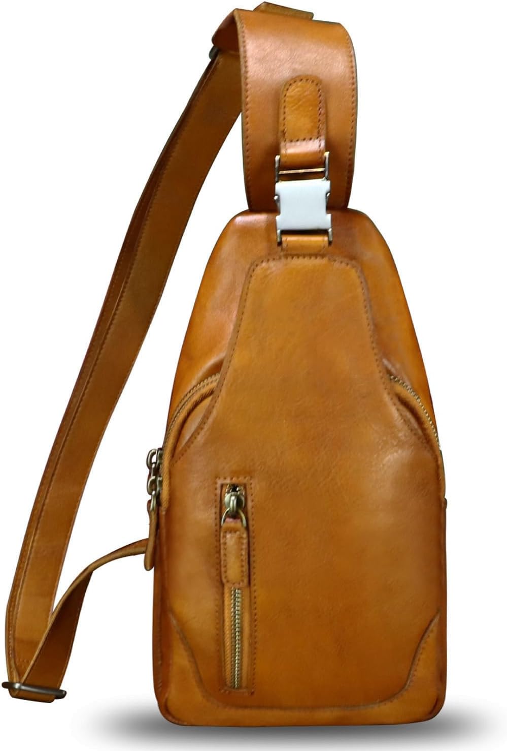 LRTO Genuine Leather Silng Bag for Men and Women Fashion Real Leather Sling Backpack Shoulder Crossbody Bag Chest Purse - Image 2