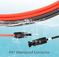 Vista 4 de HQST Cable de extensión de panel solar de 20 pies 10 AWG con conector hembra y macho Kit de adaptador de panel solar (20 pies rojo + 20 pies negro)