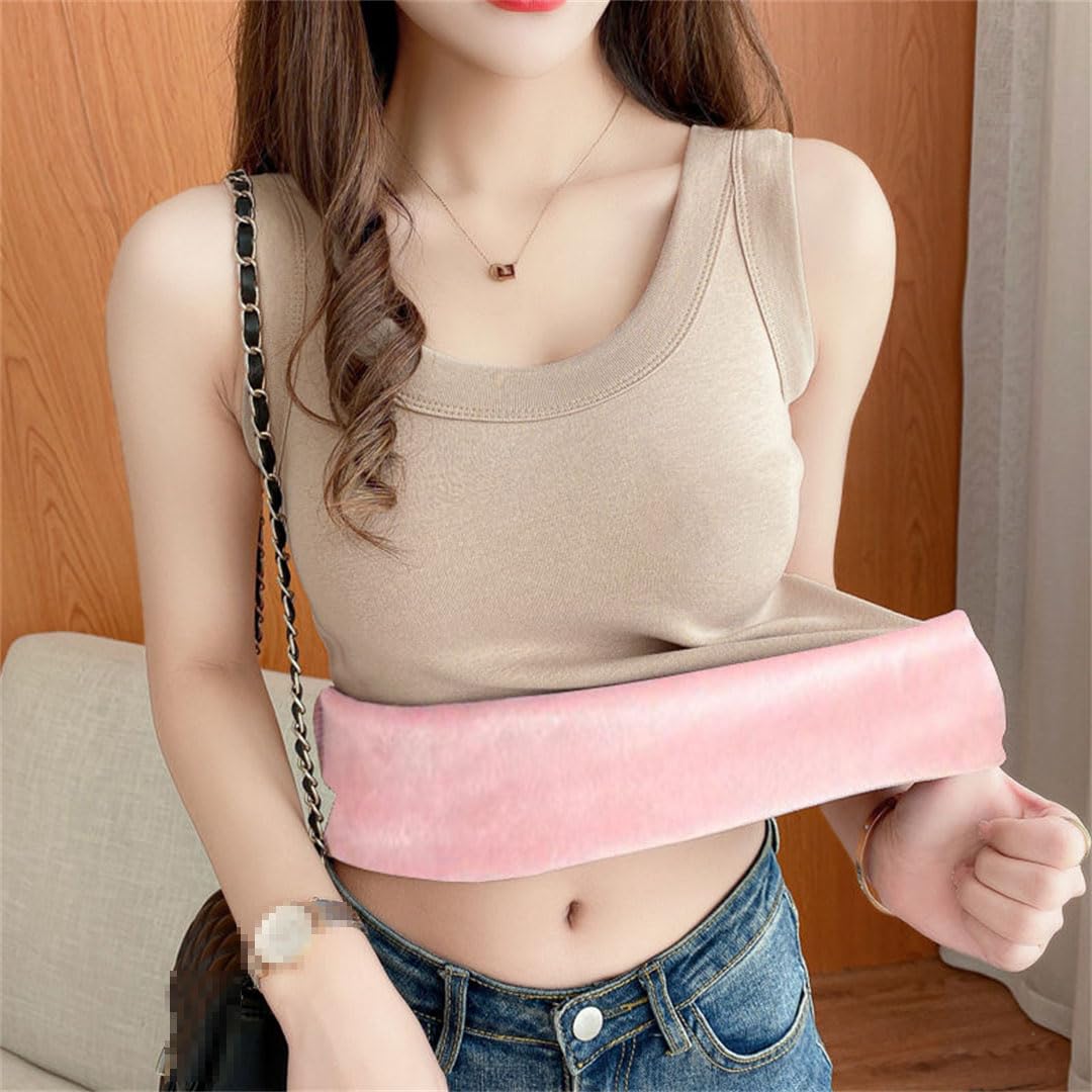 Espesar las mujeres sin mangas otoño invierno cálido color sólido Tops