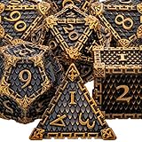 ARUOHHA DND Metal Dice Set with Gift Box, Ancient Gold Dragon Scale Role Playing Games 6 Sided Polyhedral D&D Dice Set for Dungeons and Dragons RPG D and D Dice D20 D12 D10 D8 D6 D4