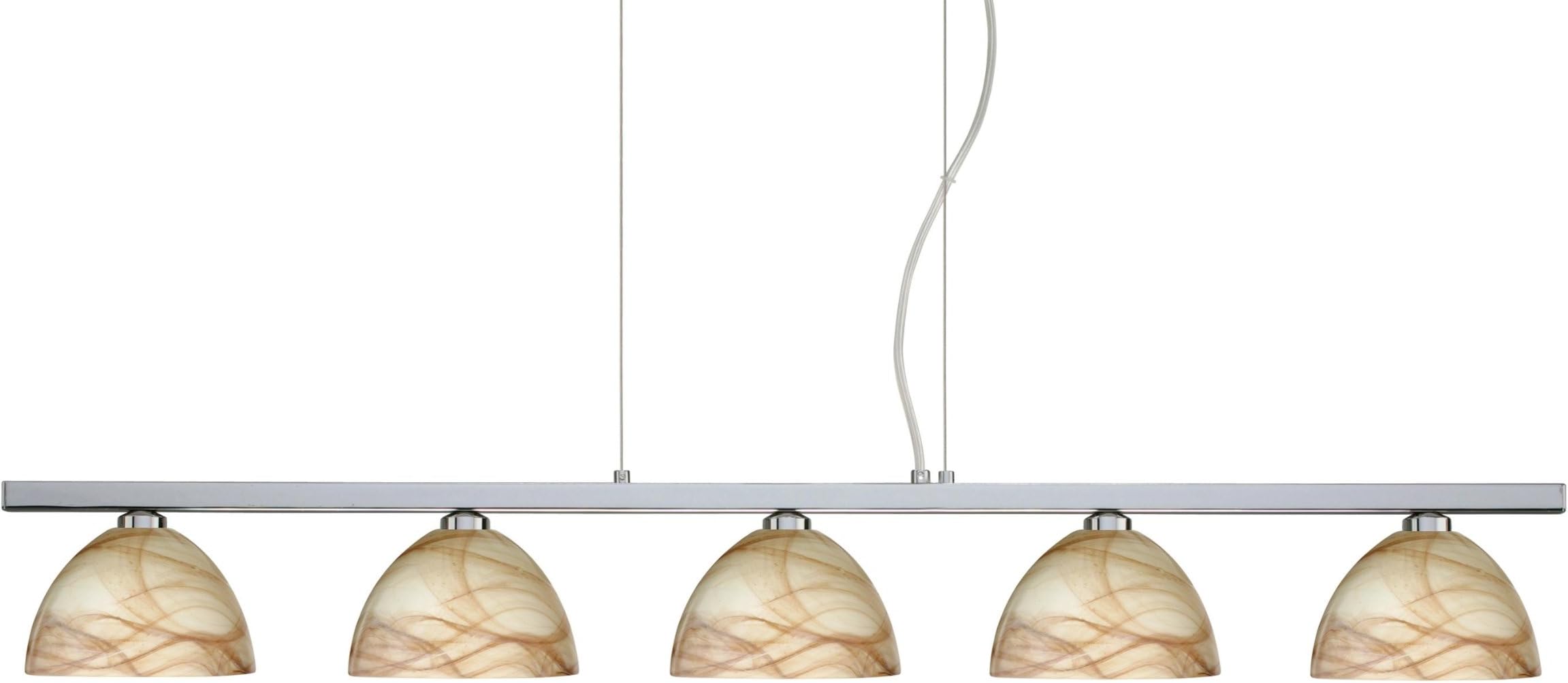 5LP-467983-PN Art Glass Five Light Pendant from Brella Collection in Polished Nickel Finish,