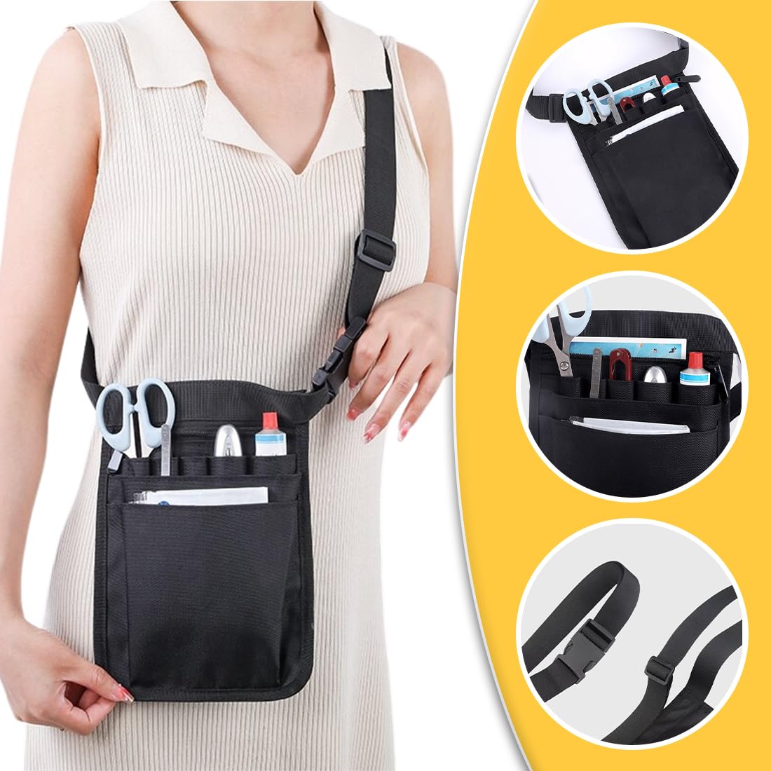 Marsupio Infermiera WeddHuis Con Cintura Regolabile - Tante Tasche Per Forbici, Stetoscopio E Accessori Medici - Foto 9