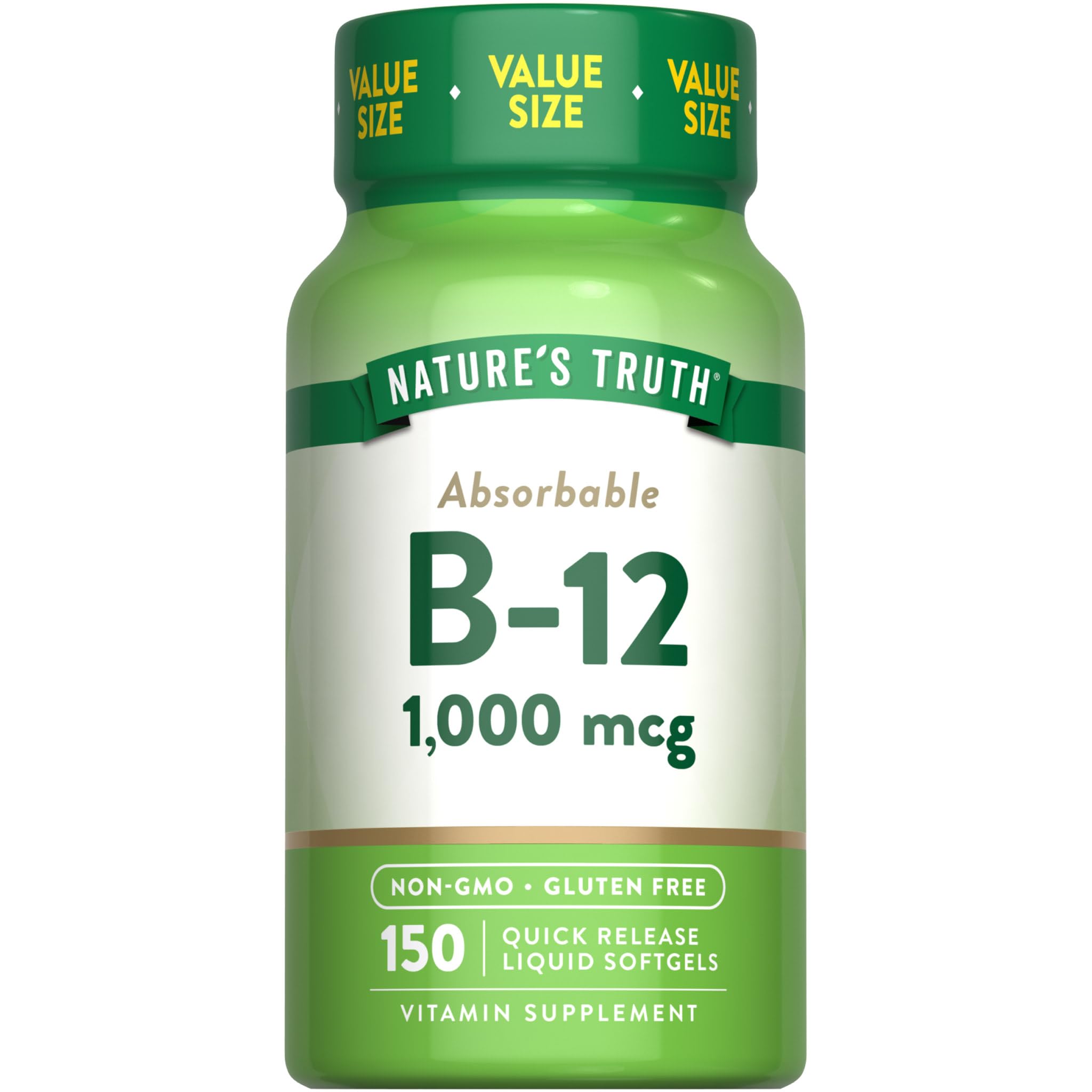 Nature's Truth Vitamin B12 | 1000 mcg | 150 Softgels 150 Count (Pack of 1)