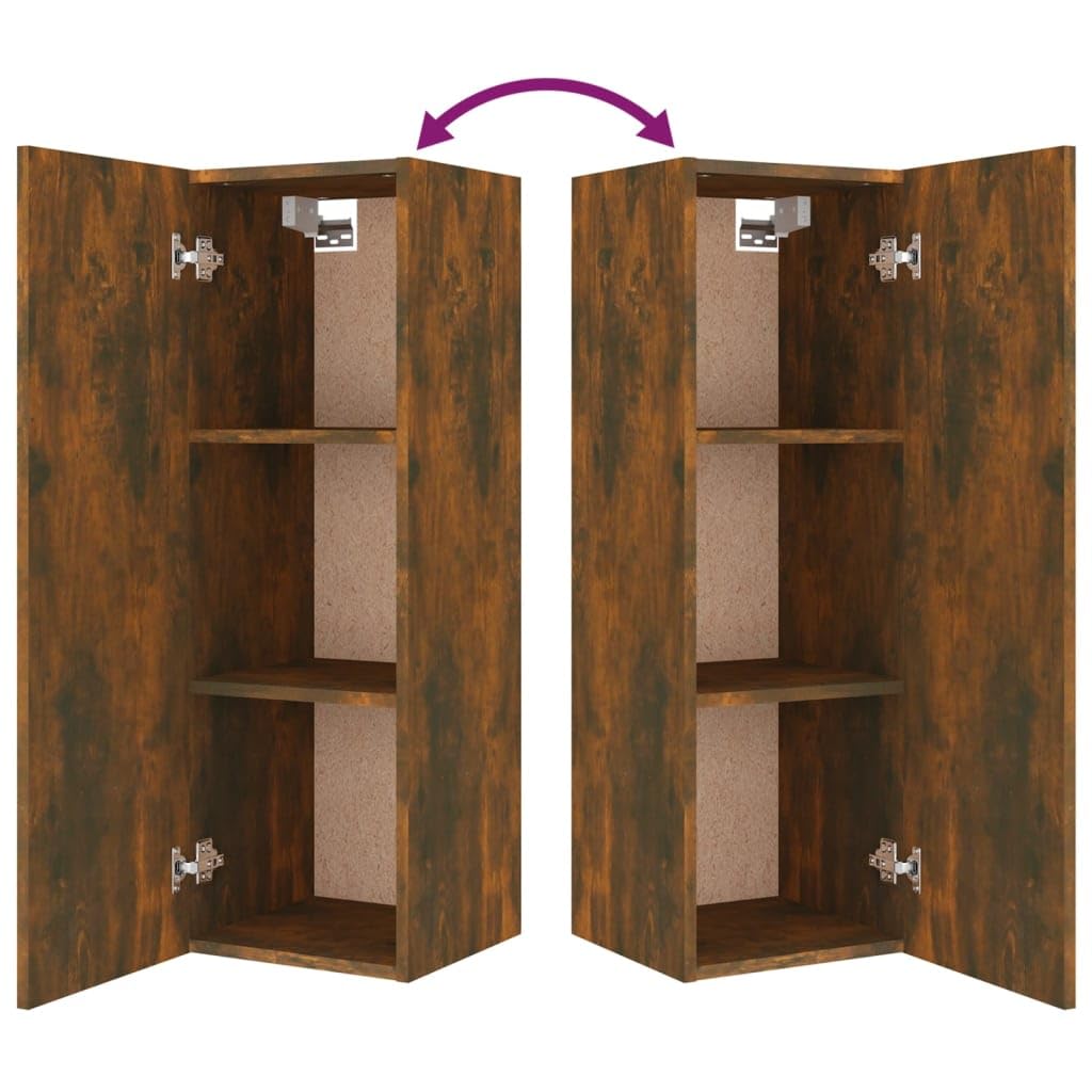 5-TLG. TV-Schrank-Set Räuchereiche Holzwerkstoff, Hängend, Modernes Media-Center, Wohnzimmer, Stabil, Feuchtigkeitsbeständig