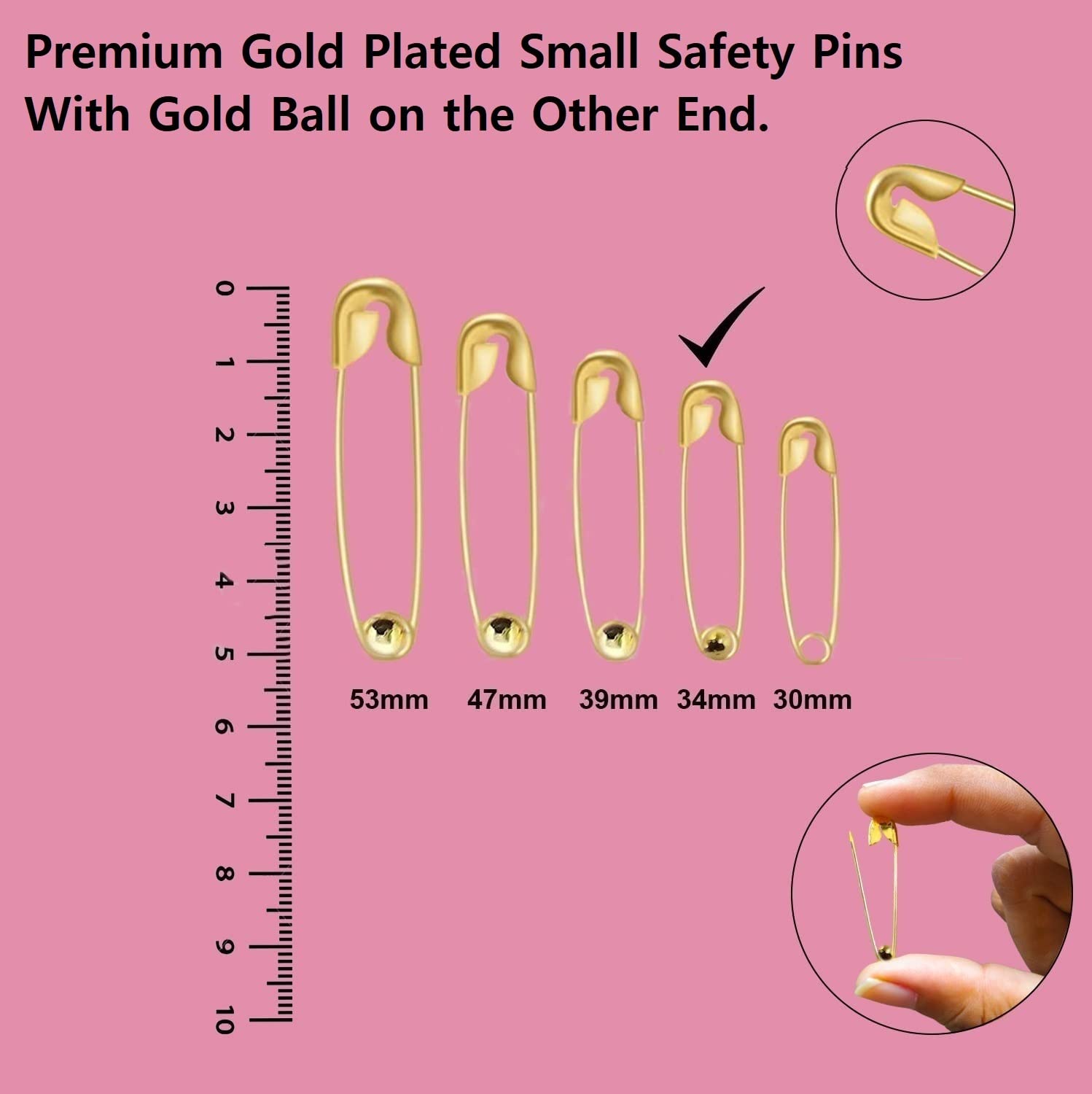 VAMA Fashions Premium Small Gold Safety Saree Nappy Lock pins Blanket Sweater Perfect Clothes Craft Sewing Baby Clothes Diaper Pinning Hijab Brooch pins for Women Girls 1