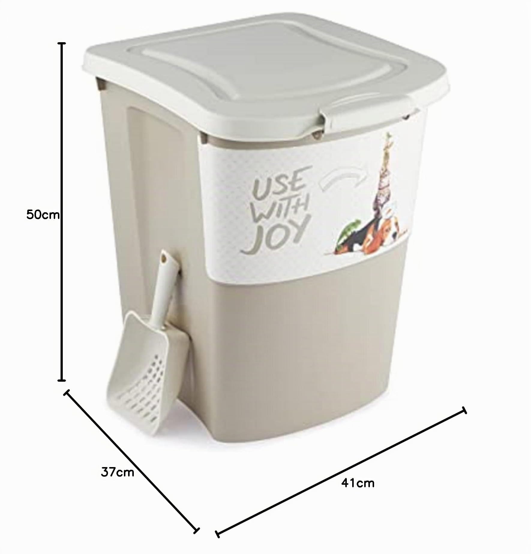 Rotho Archie Conteneur pour aliments pour animaux 38l avec couvercle, Plastique (PP) sans BPA, multicolore, 38l (41.0 x 37.0 x 50.0 cm)