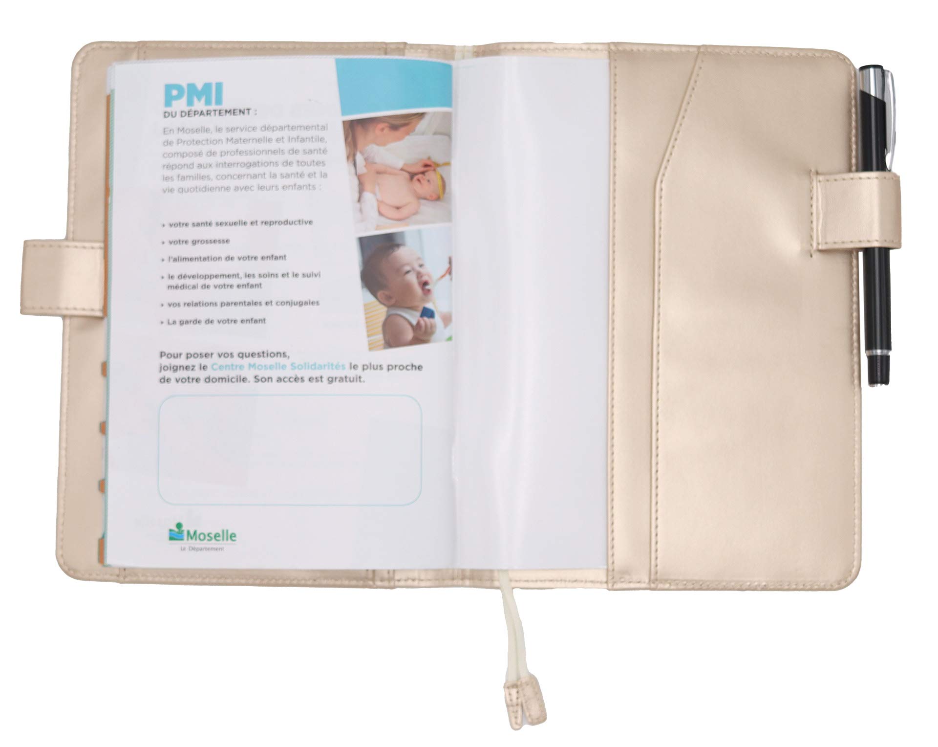 Protège Carnet De Santé Français – Format A5 15x21 cm – Rabats Pour Ranger Les Ordonnances Et Documents (Beige)